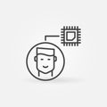 Man with Computer Chip outline vector concept icon