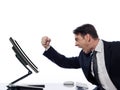 Man computing computer conflict bug concept Royalty Free Stock Photo