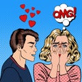 Man Confesses His Love to his Shocked Girlfriend. Pop Art