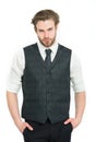 Man or confident gentleman in waistcoat and tie