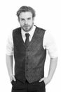 Man or confident gentleman in waistcoat and tie