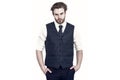 Man or confident gentleman in waistcoat and tie