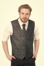 Man or confident gentleman in waistcoat and tie