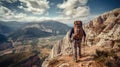 Man conquers mountain peaks Royalty Free Stock Photo