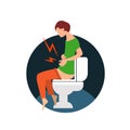 Constipation symptom in a man and poop in intestine.illustrator Royalty Free Stock Photo