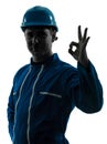 Man construction worker silhouette portrait