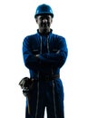 Man construction worker smiling friendly silhouette portrait