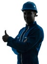 Man construction worker Thumb Up silhouette portrait