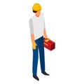 Man constructor box tool icon, isometric style Royalty Free Stock Photo
