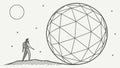 Man Contemplating Geodesic Sphere, Scale and Geometry Vector Design Generative AI Royalty Free Stock Photo