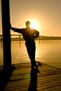 Man in contemplation, sunset Royalty Free Stock Photo