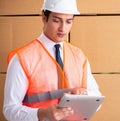 Man contractor working in box delivery relocation service Royalty Free Stock Photo