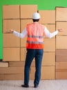 Man contractor working in box delivery relocation service Royalty Free Stock Photo