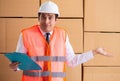 Man contractor working in box delivery relocation service Royalty Free Stock Photo