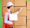 Man contractor working in box delivery relocation service Royalty Free Stock Photo