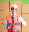 Man contractor working in box delivery relocation service Royalty Free Stock Photo