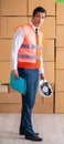 Man contractor working in box delivery relocation service Royalty Free Stock Photo