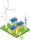 Man controls energy supply at home uses computer. Technology for remote controlling smart home