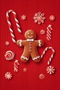 background man christmas cookie holiday red new sweet decoration merry gingerbread food. Generative AI.
