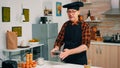 Man cooking in front of camera