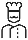 Man in cooking hat icon. Chef avatar in simple line style Royalty Free Stock Photo