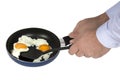 The man cooking omelette in frying pan Royalty Free Stock Photo