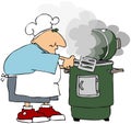 Man Cooking On A Smoker Royalty Free Stock Photo