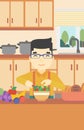 Man cooking vegetable salad vector illustration. Royalty Free Stock Photo