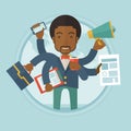 Man coping with multitasking vector illustration. Royalty Free Stock Photo