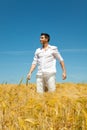 Man corn field Royalty Free Stock Photo