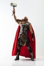 Man in cosplaying Thor isolated on white studio background Royalty Free Stock Photo