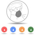 Man Coughing with face mask vector icon Royalty Free Stock Photo