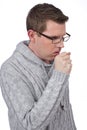 Man coughing isolated