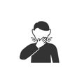 Man coughs in hand icon in simple design. Vector illustration