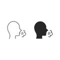 Man coughs icon, Coughing Vector symbol illustration. Viral infection, influenza, flu, cold symptom. Bad breath. Sneezing