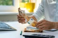 Man counting euro cash money bills Royalty Free Stock Photo