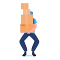 Man courier holding cardboard boxes black friday sale express delivery service concept