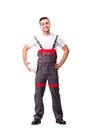 The man in coveralls isolated on white Royalty Free Stock Photo