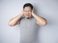 Man Covered his Ear Ignoring Noise Royalty Free Stock Photo