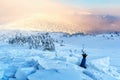 A man covered with a snow avalanche Royalty Free Stock Photo