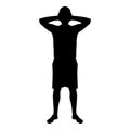 Man covering his ears silhouette front view Closing concept ignore icon black color illustration Royalty Free Stock Photo