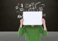 Man covering his face with blank placard Royalty Free Stock Photo