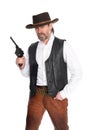 Man in cowboy hat with gun Royalty Free Stock Photo