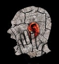 Man with cracked ear and head, symbolizing tinnitus and ear problems..