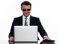 Man criminal hacker computing white collar crime Royalty Free Stock Photo