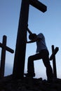 Man at the cross 2 Royalty Free Stock Photo