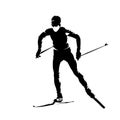 Man cross-country skiing, isolated vector silhouette, front view Royalty Free Stock Photo