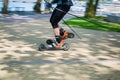 Man cross country skiing with roller ski Royalty Free Stock Photo