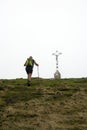 Man and cross - Journey of faith Royalty Free Stock Photo