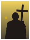 Man with a cross. Vector